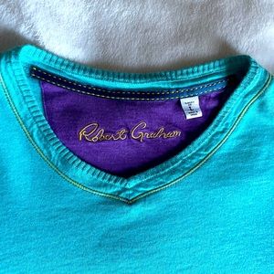 Robert graham v neck T blue large